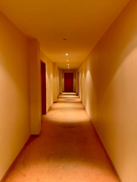istock Corridor of a traditional building at night 1332515596