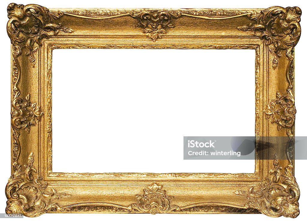 Złotem drewniane ramki na zdjęcia w/Path (szeroki - Zbiór zdjęć royalty-free (Rama obrazu)