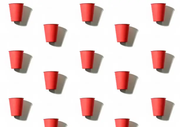 Photo of utensils background cups pattern red mugs white