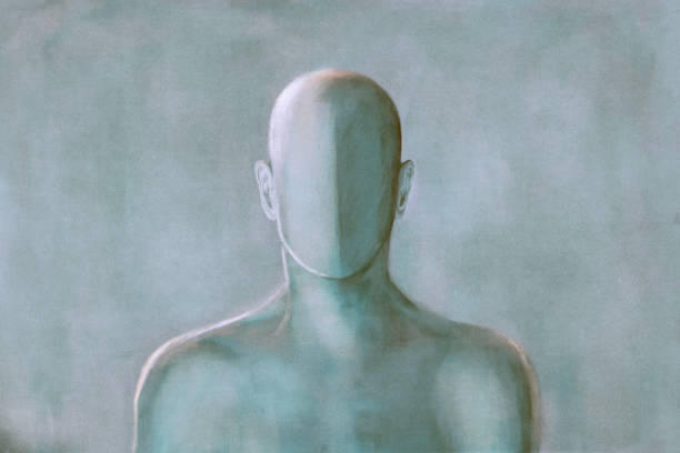 익명의 남성 마네킹 초상화, 부재 추상적 정체성의 그림 - 정신이상 stock illustrations