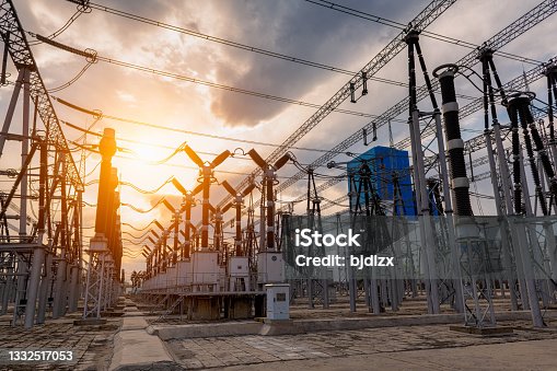 istock High voltage substation under sunset 1332517053
