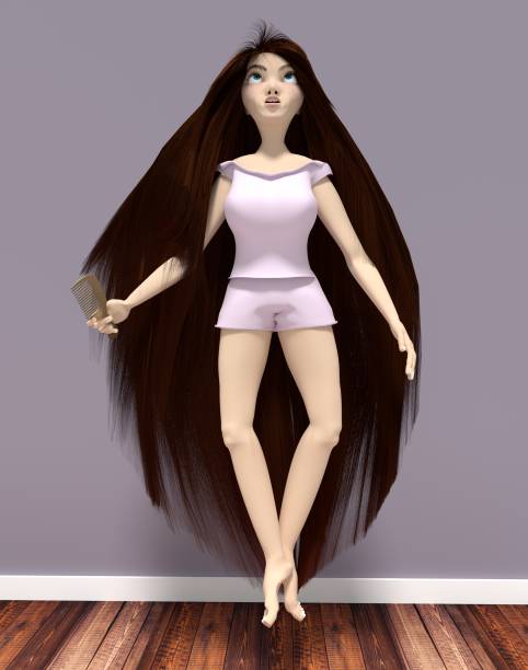 istock Girl is brushing her extremely long hair 1332519279