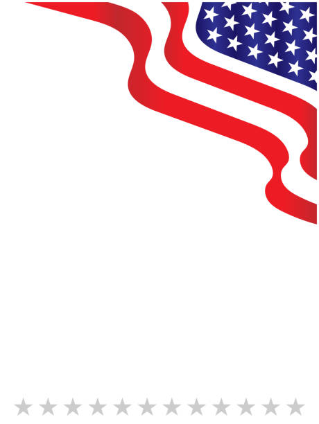 ilustrații de stoc cu simbolurile de pavilion american colț val banner de frontieră. - colţ