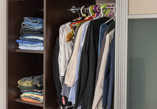 istock Various clothes in the wardrobe at home 1332519657