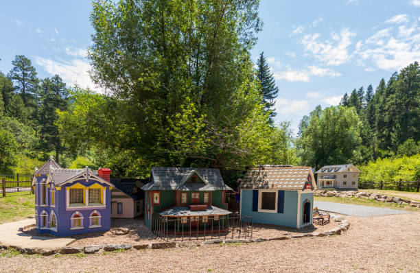 Tiny Town and Railroad in Morrison, Colorado Morrison, Colorado - July 22, 2021: Tiny Town and Railroad,  a miniature village containing over 100 scale buildings and a gauge miniature railway morrison stock pictures, royalty-free photos & images