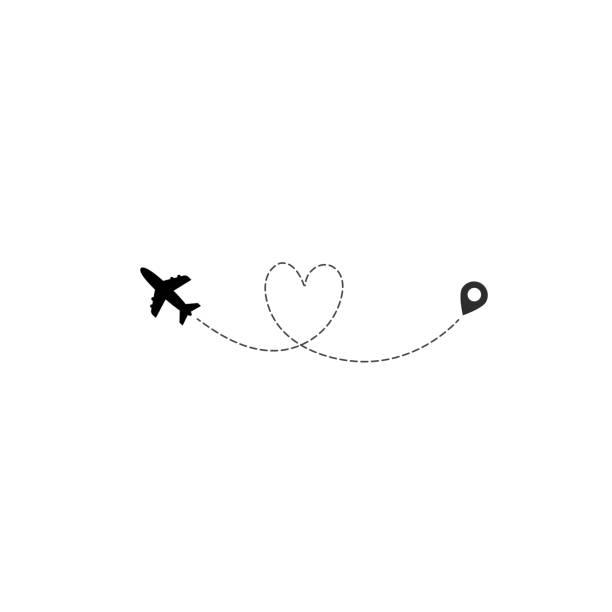 istock travel by planeplane flying,airplane flight path,travel dash, route finder by GPS, airplane routes,flight path of love,Valentine's Day.vector illustration 1332526859