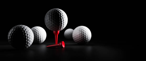 istock Group of golf balls with red tee 1332531107