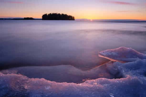 istock sunset on the frozen lake 1332535457