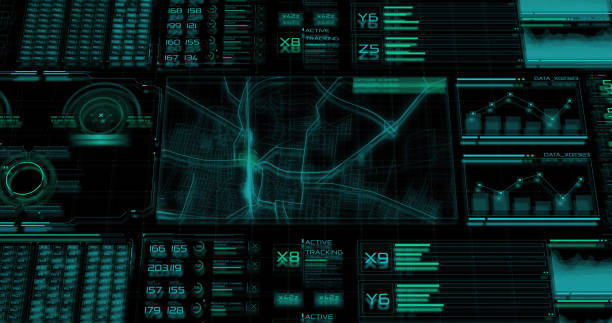 A computer futuristic digital software interface with a motion control system and a navigation system. Which can be used as a basis for creating new automation and control tools, as well as as a component of new technical means. un ordenador futurista software digital hud interfaz con un sistema de control de movimiento y un sistema de navegación. un sistema de interfaces de software digital basado en procesadores de señal digital como base para nuevos sistemas inteligentes