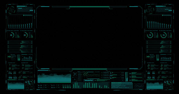 A computer futuristic digital HUD software interface with a system for analyzing existing quantum control systems and a developed algorithm for controlling a quantum cryptographic system. A computer-based futuristic digital software HUD interface with a system that includes a control analysis system, a planning and control system, a visualization system and a control system for quantum states and quantum bits. hud graphical user interface stock pictures, royalty-free photos & images