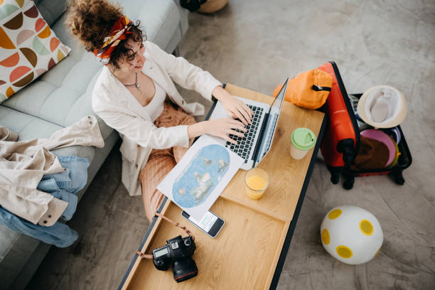 Woman preparing for road trip