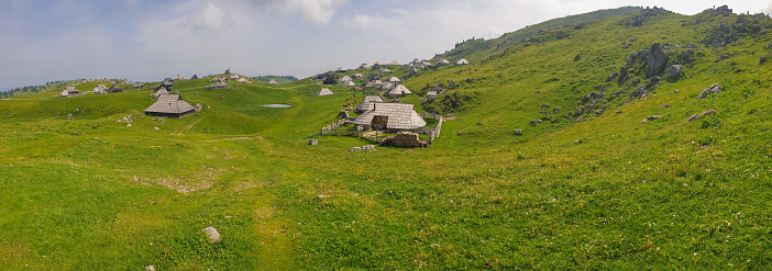 Traditional cottages on Mountain grassland and pasture Velika Planina in Slovenia, Europe