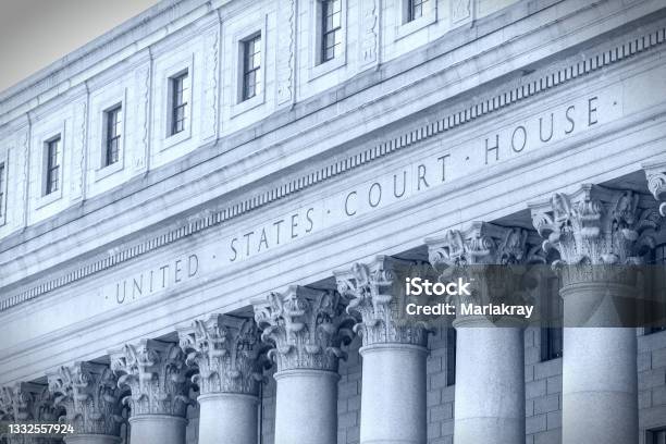 United States Court House Courthouse Facade With Columns Lower Manhattan New York Usa Stock Photo - Download Image Now