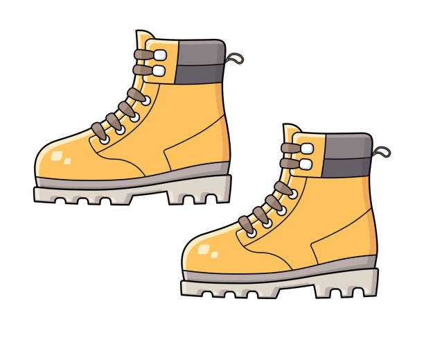 Yellow Boots Stock Illustration - Download Image Now - Hiking Boot,  Illustration, Adventure - iStock