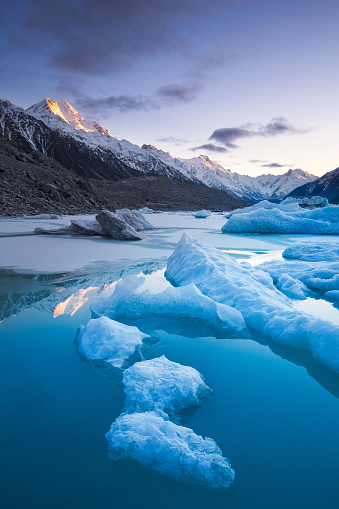 Icebergs in Tasman Lake, Aoraki Mount Cook National Park, New Zealand