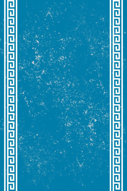 ilustrações de stock, clip art, desenhos animados e ícones de beautiful greek style frame with grunge for design or text - greece