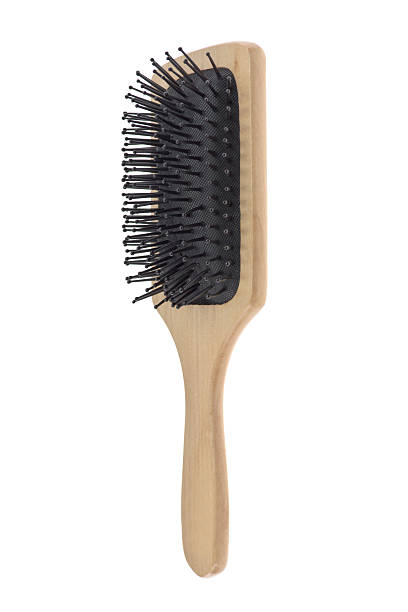 wooden hairbrush stock photo