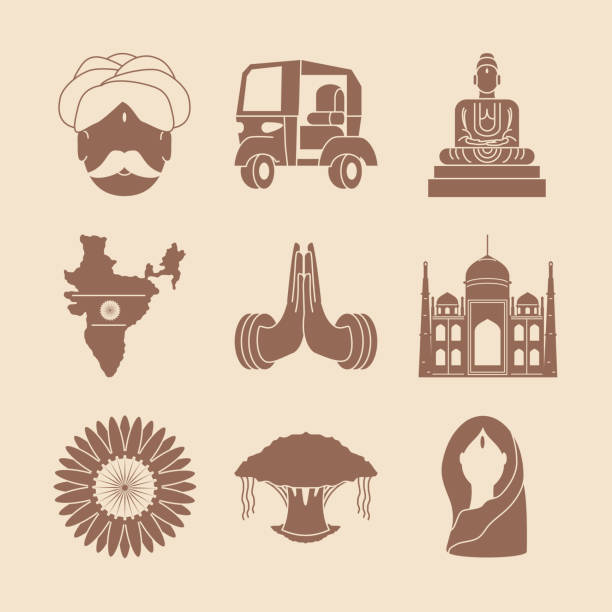 インドの寺院と地図 - cobra people india snake点のイラスト素材／クリップアート素材／マンガ素材／アイコン素材