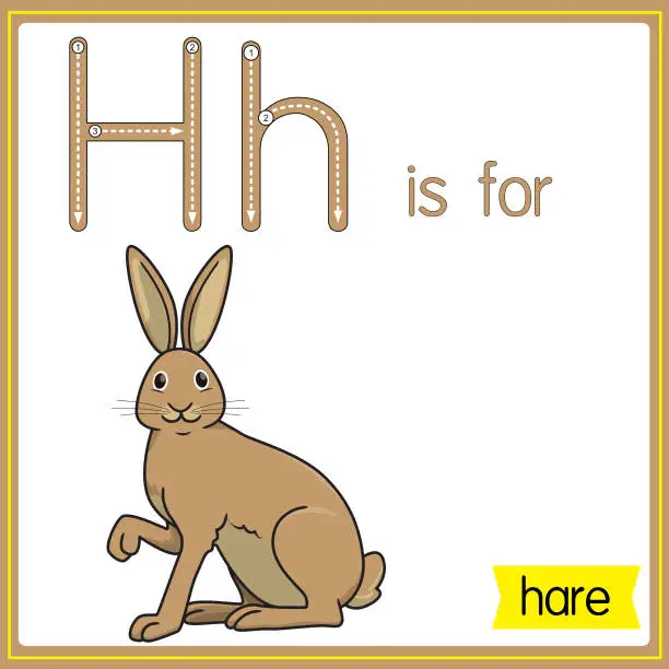 Vector illustration of Vector illustration for learning the alphabet For children with cartoon images. Letter H is for hare.