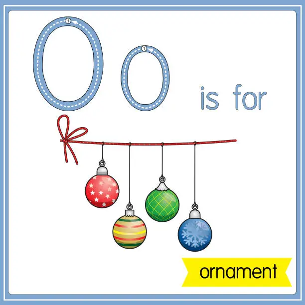 Vector illustration of Vector illustration for learning the alphabet For children with cartoon images. Letter O is for ornament.