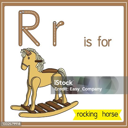 istock Vector illustration for learning the alphabet For children with cartoon images. Letter R is for rocking horse. 1332579918