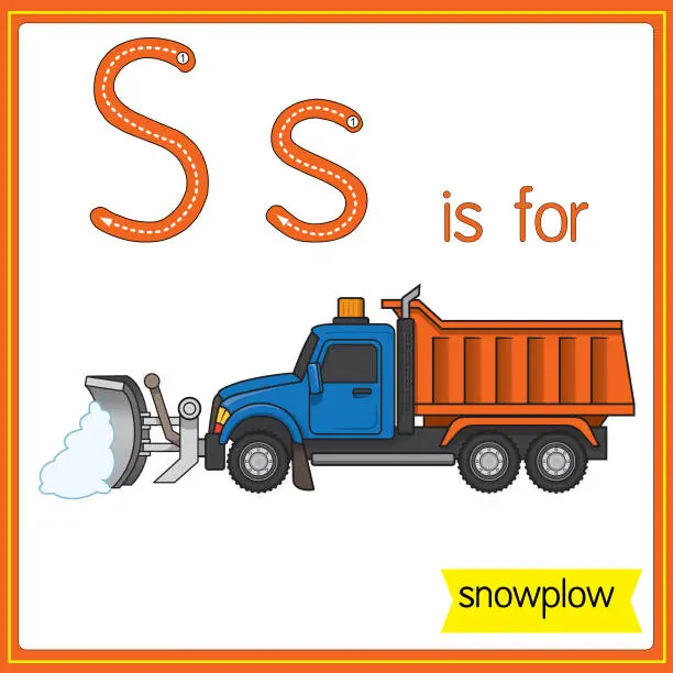 Vector illustration of Vector illustration for learning the alphabet For children with cartoon images. Letter S is for