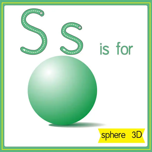 Vector illustration of Vector illustration for learning the alphabet For children with cartoon images. Letter S is for sphere 3D.