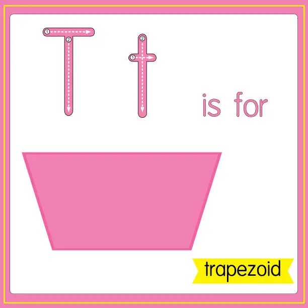 Vector illustration of Vector illustration for learning the alphabet For children with cartoon images. Letter T is for trapezoid.