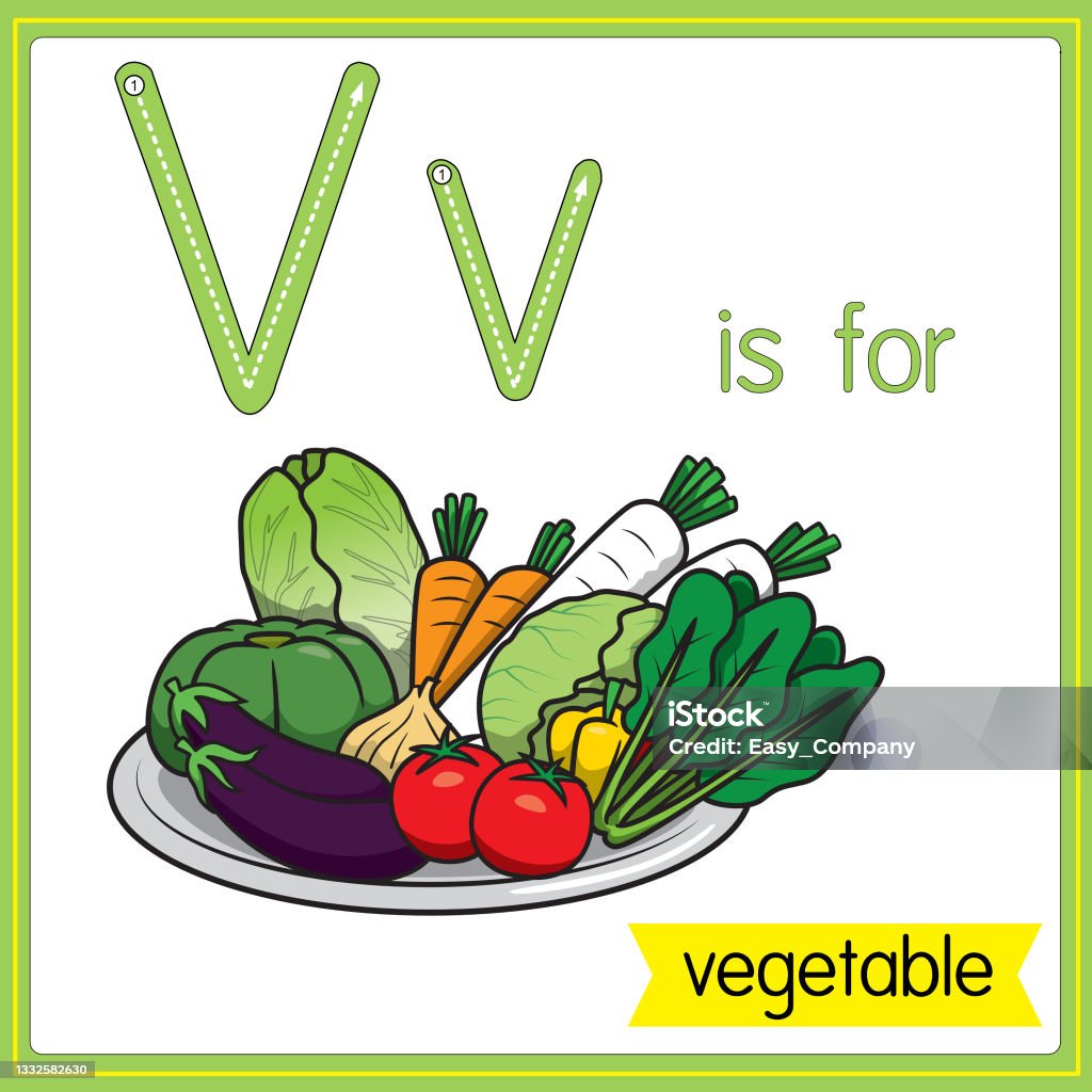 Frutta e verdura con la lettera v