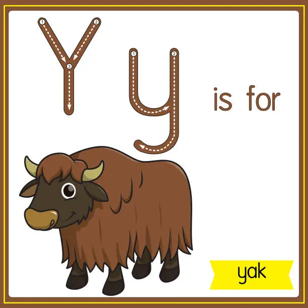 Vector illustration of Vector illustration for learning the alphabet For children with cartoon images. Letter Y is for yak.