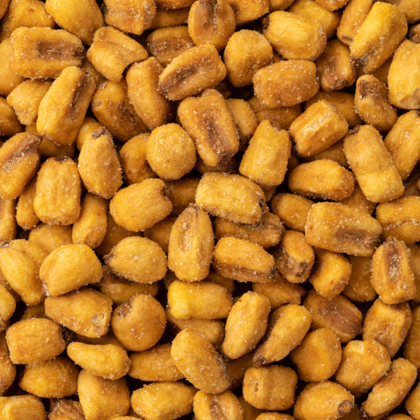 istock Closeup top view of fried corn. Food backdrop 1332584216