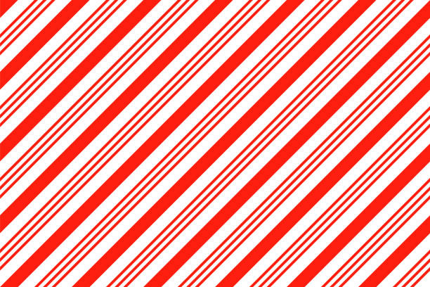 Seamless pattern with candy cane stripes. Christmas background. Vector illustration. Candy cane seamless pattern. Christmas striped red background. Vector. Cute caramel package print. Xmas holiday diagonal lines. Peppermint wrapping texture. Abstract geometric illustration. peppermints stock illustrations