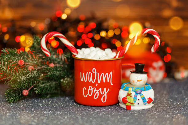 istock Chocolate with whipped cream in red mug. Christmas time. 1332598693