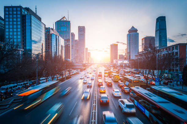 istock Rush-hour traffic in downtown beijing 1332600360