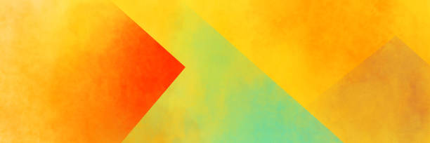 fondo colorido, colores rojo azul y amarillo naranja, formas de triángulos modernos abstractos en capas en diseño texturizado, fondo multicolor o banner web, ilustración geom étrica pintada - pancarta fotos fotografías e imágenes de stock