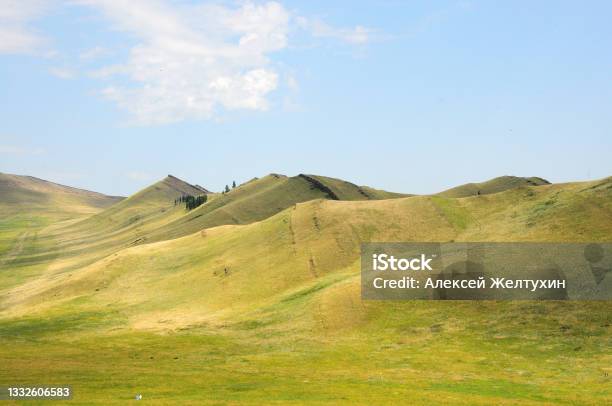 Small Hill Ranges Low Mountain Range With Ribbed Hills In The Summer Steppe Stock Photo ...