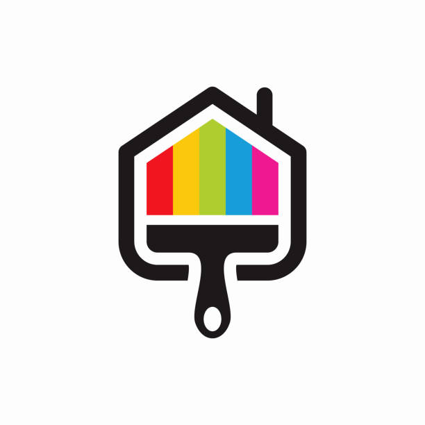 vektor desain templat logo paint house - painter ilustrasi stok