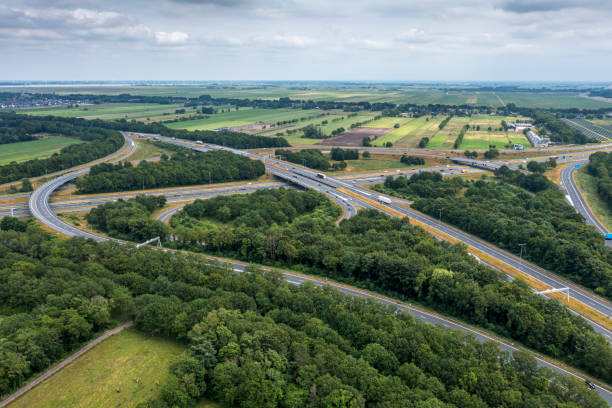 istock Highway junction.Drone shot. Netherlands 1332624513