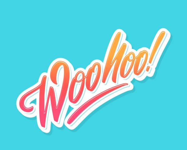 stockillustraties, clipart, cartoons en iconen met woohoo. vector lettering. - extatisch