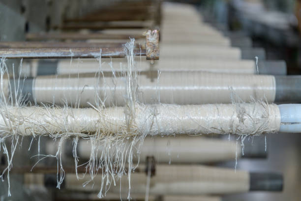 Production of nylon thread in a factory stock photo
