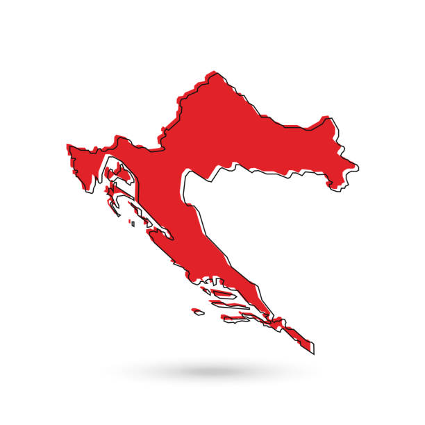 istock Vector Illustration of the red Map of Croatia on White Background 1332629299
