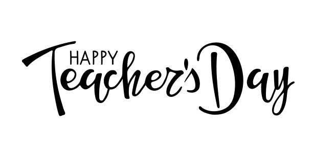 Happy Teachers Day text. Vector Hand drawn calligraphy lettering inscription on white background. For greeting card, teacher gift, school design, sublimation for tshirt, mug. Happy teacher's day sign. Happy Teachers Day text. Vector Hand drawn calligraphy lettering inscription on white background. For greeting card, teacher gift, school design, sublimation for tshirt, mug. Happy teacher's day sign happy teacher day stock illustrations