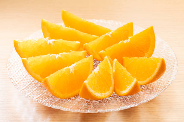 Close-up shot of cut fresh orange