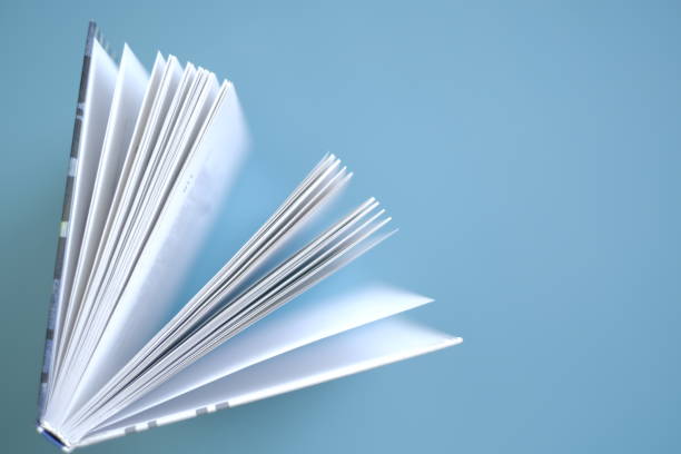 istock Book close-up on a blue background.Reading and education concept. Knowledge and Learning. Reading of books. Book pages close-up.Knowledge and education. 1332632394