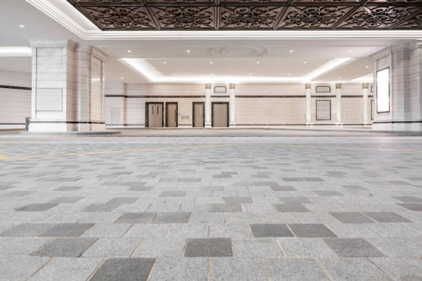 istock Hotel entrance, lobby, empty, plaza, background 1332632632
