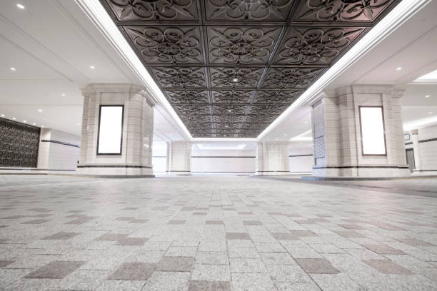 istock Hotel entrance, lobby, empty, plaza, background 1332632807