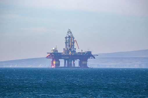 An oil rig in the Orkneys, Scotland, UK