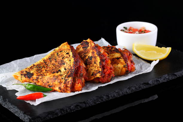 istock Quesadilla with white and red sauce 1332641524
