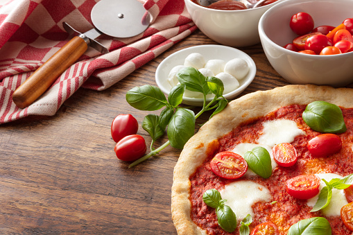 Italian Food: Pizza Margherita Still Life