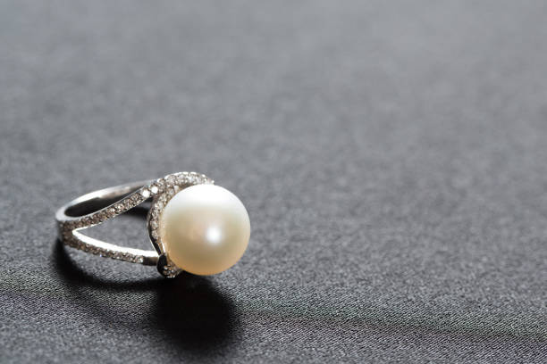 istock Ring with pearl and diamonds,silver ring with pearl and diamonds 1332650469